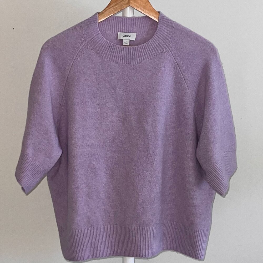 Lavender Short Sleeve Mock Neck Sweater Top